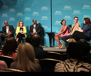 Pictured left to right: Dr. Walter McCollum, Dr. Barbara Heller, Dr. Jonas Nguh, Crystal Francis, Jason Vanfosson, and Kylie Yearwood