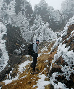 Steve Gardiner climbing in the mountains.