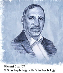 Illustrated headshot of Michael Cox.