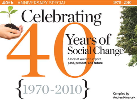 Celebrating 40 years of social change graphic.