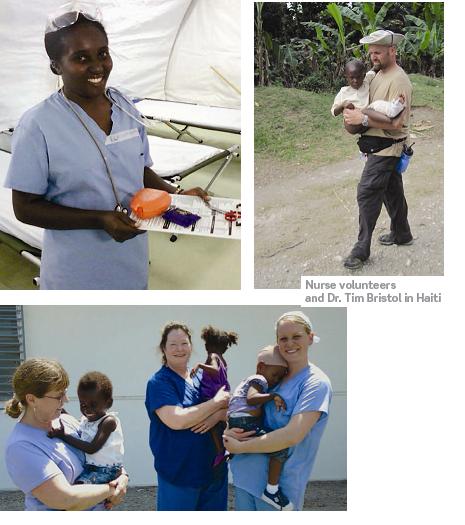 Nurse volunteers and Dr. Tim Bristol in Haiti.