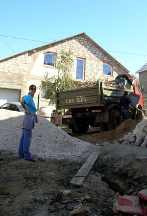 Jennifer Leach at a building site in Moldova.
