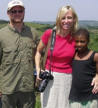 Shannon Irvine, husband and child in Uganda