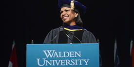 Dr. Condoleezza Rice speaking at commencement ceremony